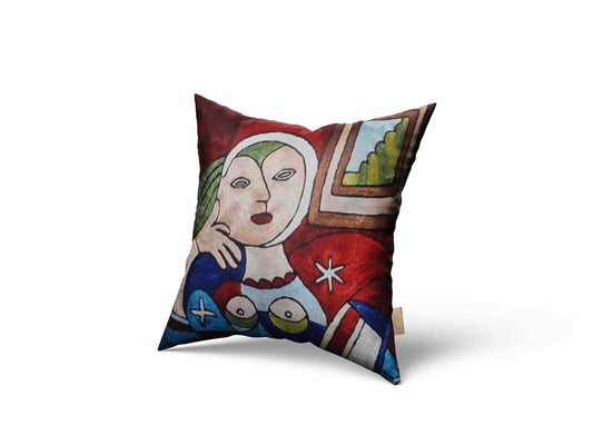 Luxury cushion cover lady face bright eyes beautiful face art painting