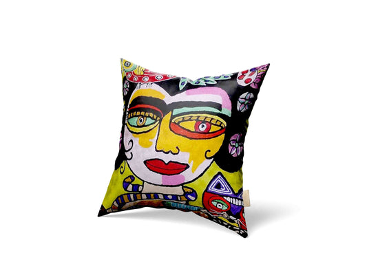Luxury cushion cover lady face bright eyes beautiful face art painting scary 