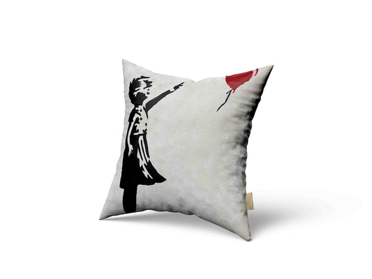 Luxury cushion cover painter girl Banksy red balloon freedom dream art painting