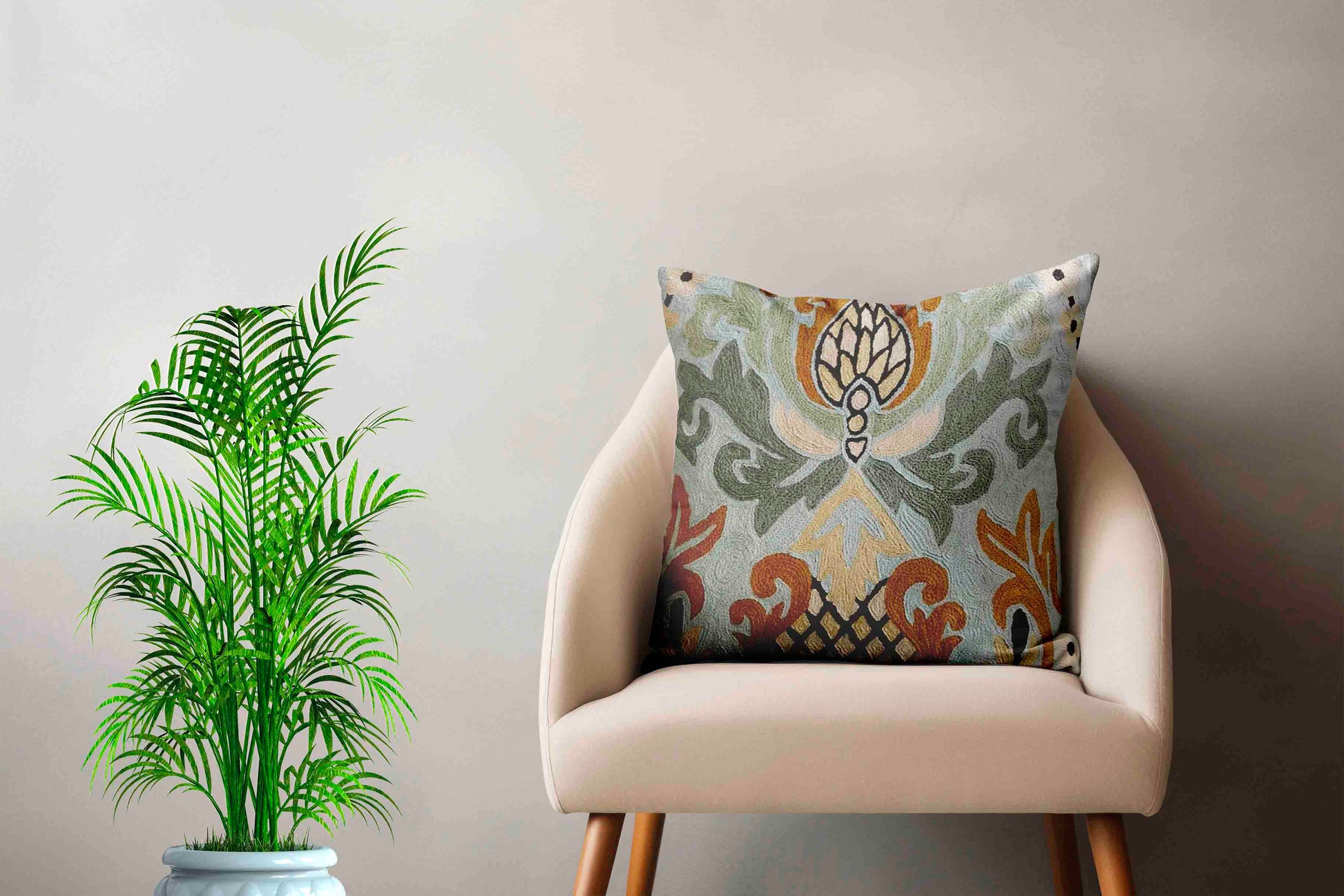 Luxury cushion cover Turkish Moorish Moroccan art handmade hand embroidered bespoke