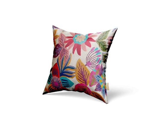 Luxury cushion cover colored flowers rainbow flowers handmade home decor hand embroidery