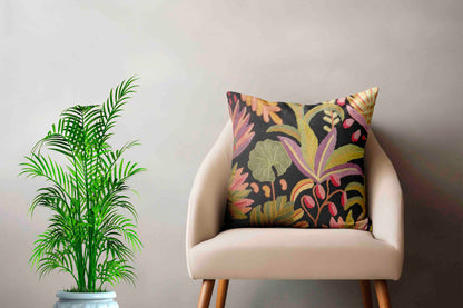 Luxury cushion cover Ferns aquatic plants handmade home decor hand embroidery