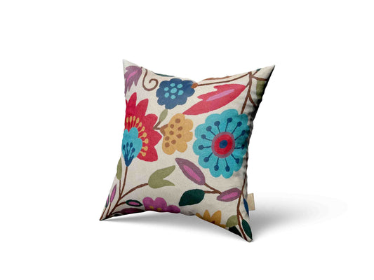 Luxury cushion cover Blue flowers handmade home decor hand embroidery