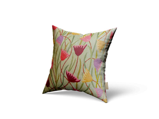 Luxury cushion cover Tulip flowers handmade home decor hand embroidery