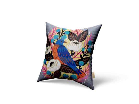 Luxury cushion cover handmade home decor hand embroidery bird  nest