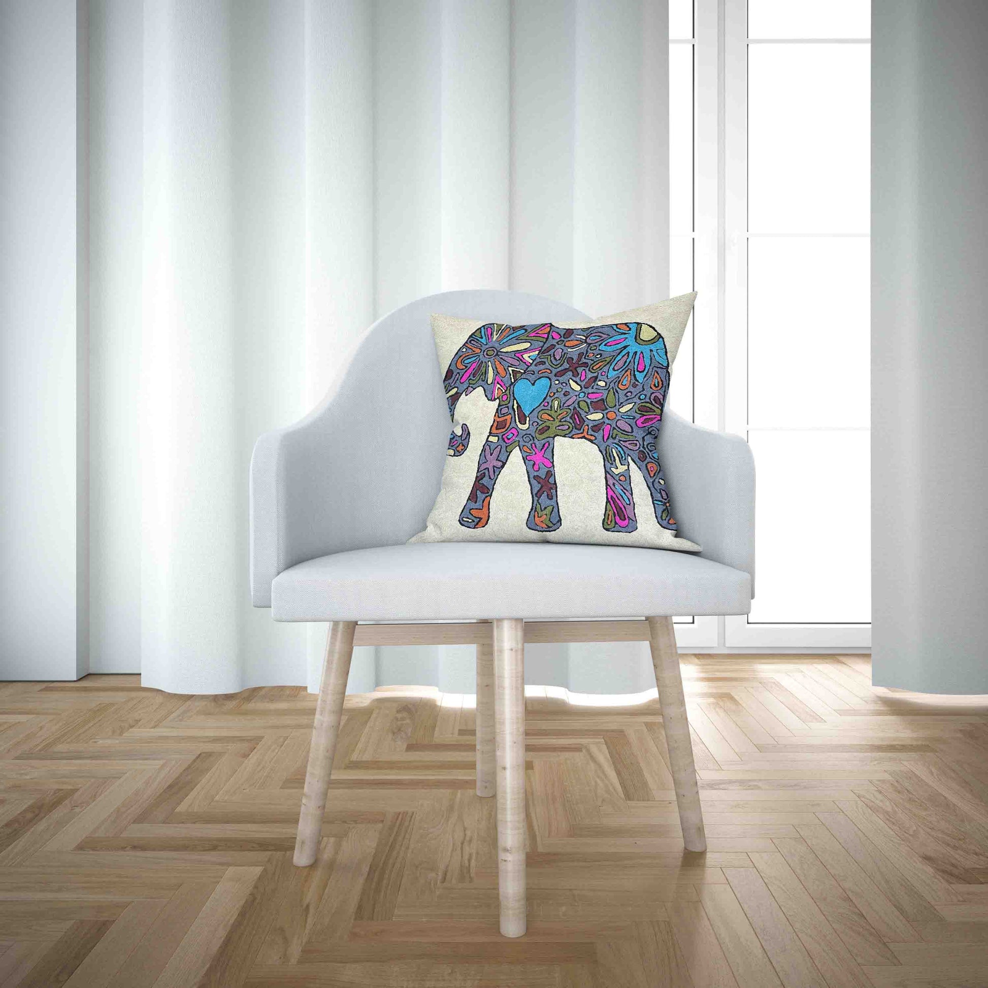 Luxury cushion cover Animal elephant safari handmade home decor hand embroidery