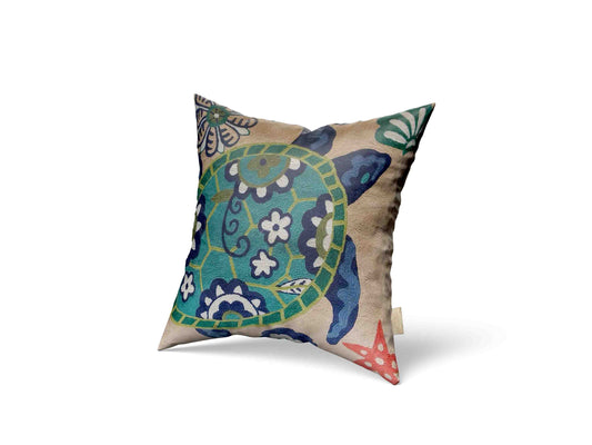 Luxury cushion cover Aquatic underwater world SeaWorld Turtle tortoise handmade home decor hand embroidery