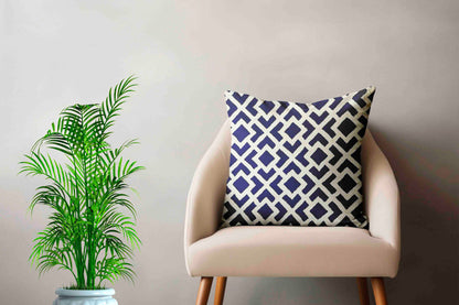 Luxury cushion cover Geometric art handmade home decor hand embroidery Blue